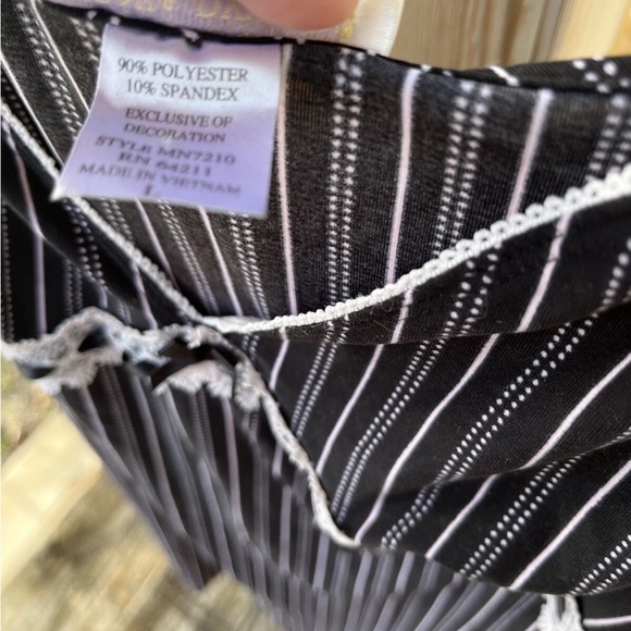 California Dynasty Pinstripe Lace Ribbon Full Slip Sz L Black Pink Vtg 00s Y2K - Picture 5 of 7